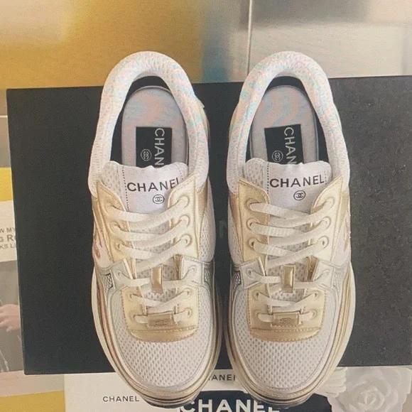 Chanel Gold and Silver Sneakers - Picture 6 of 8